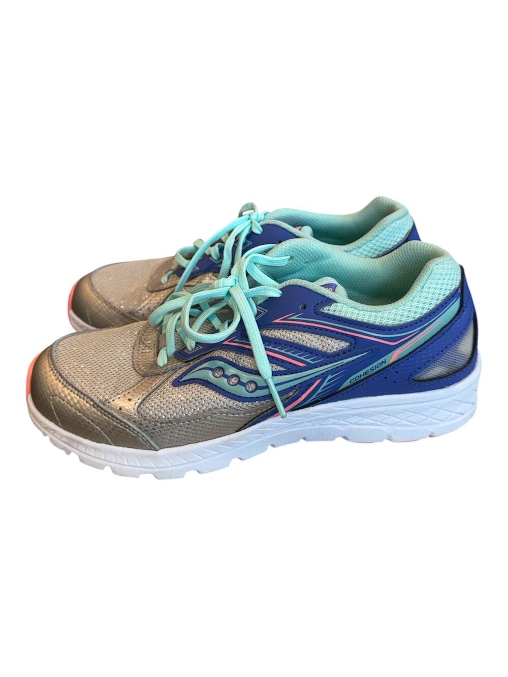 Saucony Cohesion Sneakers Girls 6.5 Women’s 7.5 Silver Pastels Athletic Running